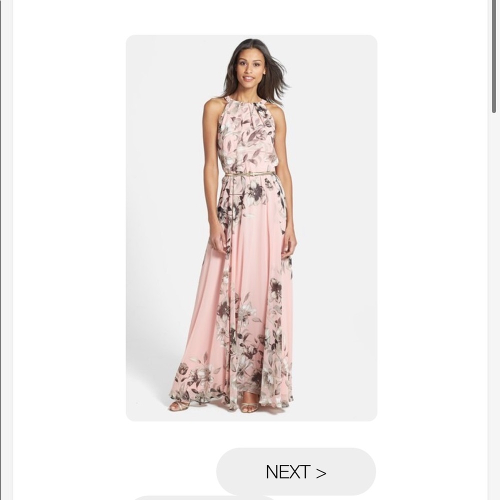 Beautiful and flowing belted chiffon halter dress